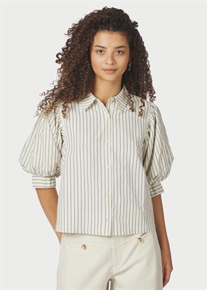 Etta slim stripe skjorte Offwhite Neo Noir 